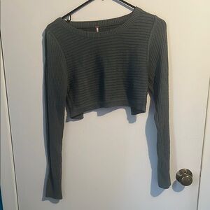 Free People Women's Ribbed Knit Crop Top - Gray